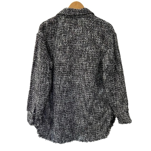 Apparis Misty Tweed shacket Medium black noir shirt jacket eco friendly poly NWT - Picture 3 of 15